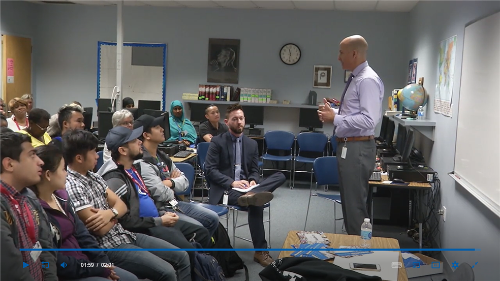 SPPS Superintendent Dr. Joe Gothard at a listening session with Hubbs Center students